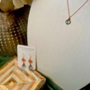 Handcrafted quartz copper necklace and earring set